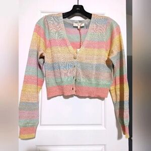 LoveShackFancy Asteria Stripe Crop Cardigan
